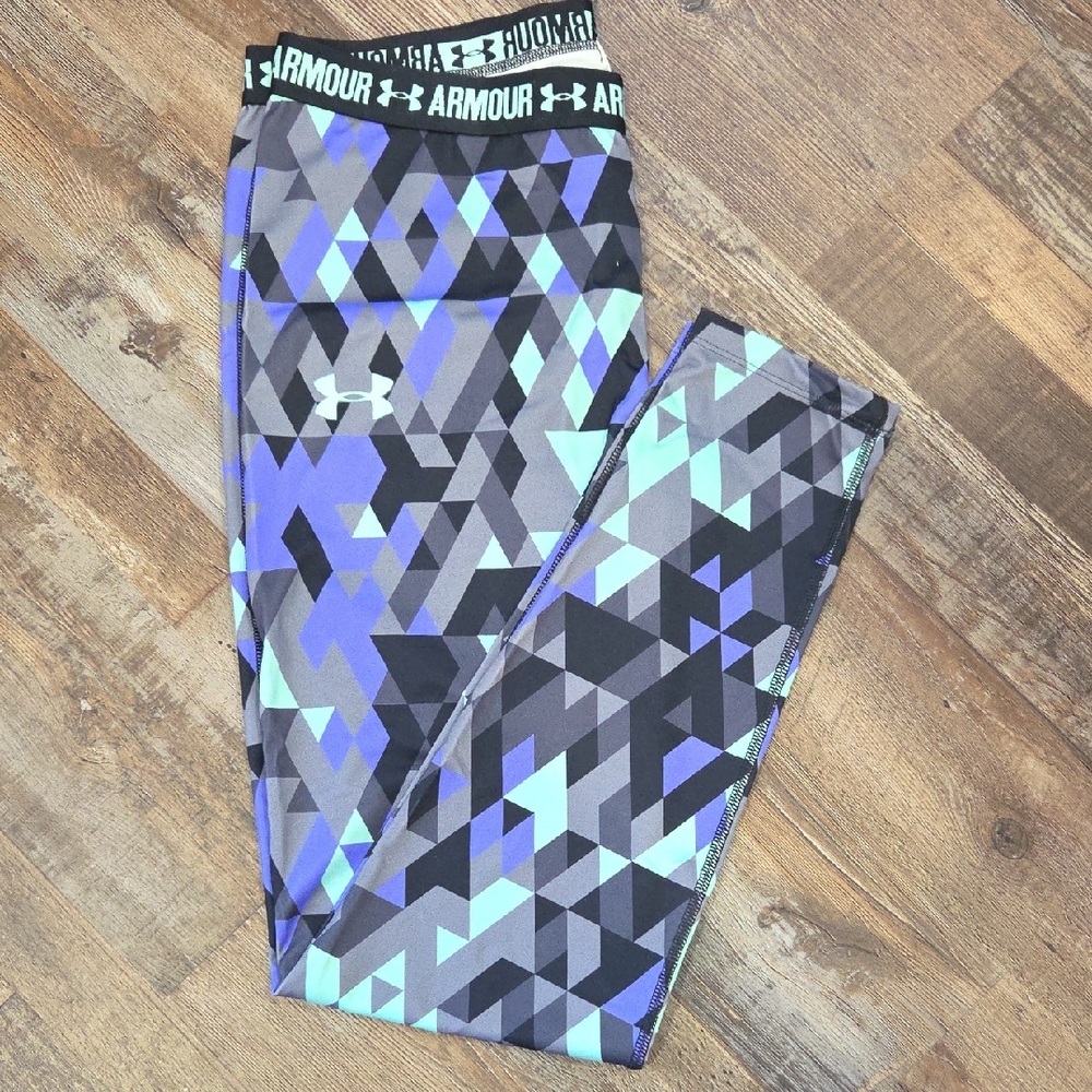 Under Armour Kids Leggings - Blue and Black Geometric